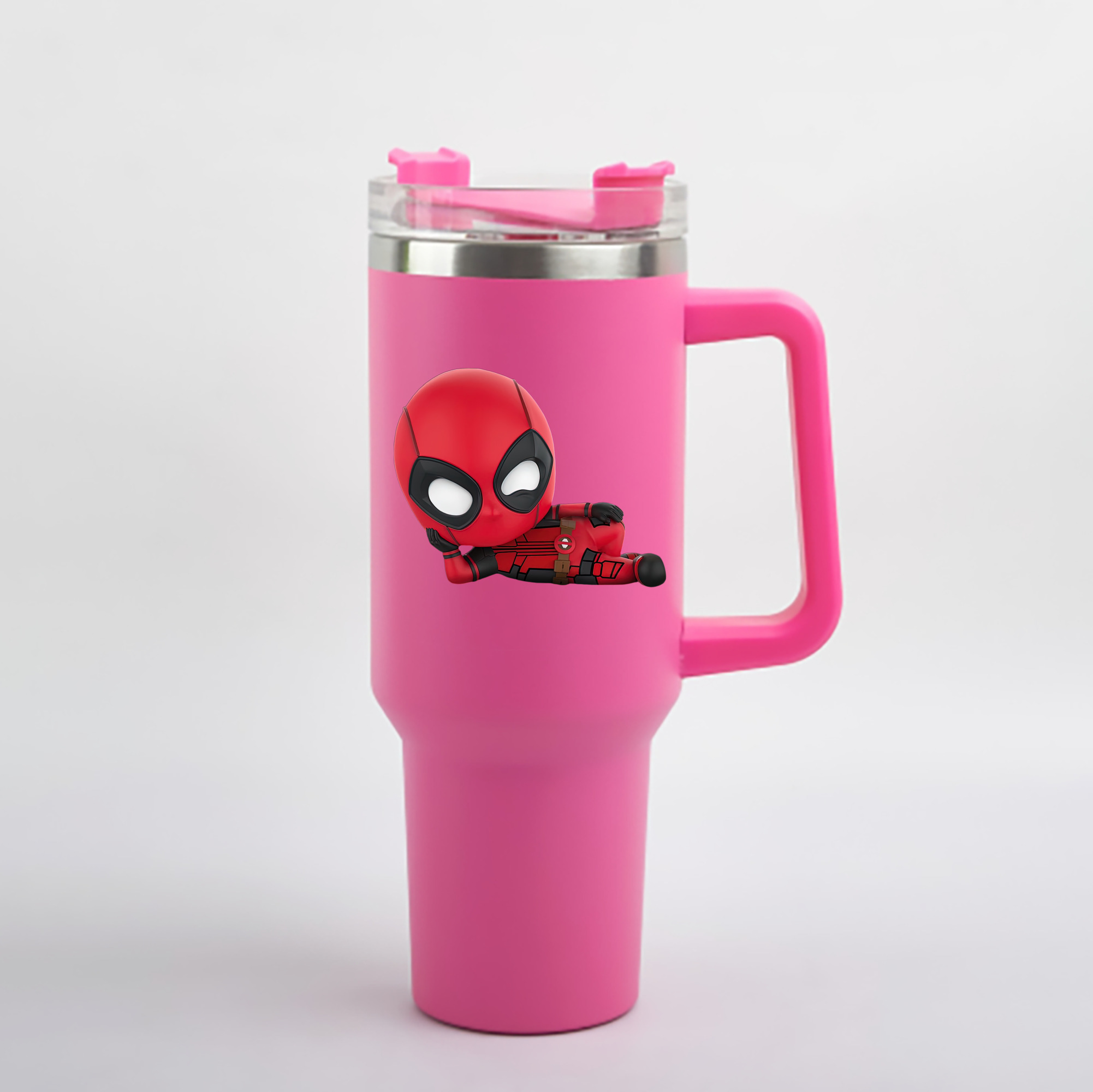 （画像用） Deadpool デッドプール 1200mL車用タンブラー - クリスタルステッカー（プラスチックストロー付き）